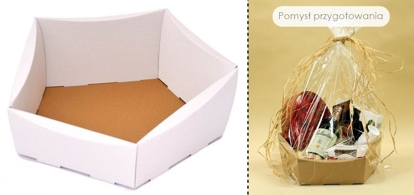 Pudełko 29x8cm (przód), 23x4cm (tył) białe bez pokrywki, prezentowe GM-KW-4 tektura, sześciokąt MAŁE