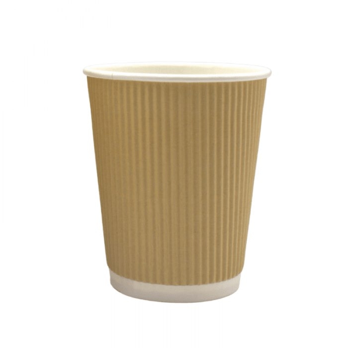 Kubek papier. 2-ściankowy  250ml  op.25 szt. (20) śr.80mm powl.  brąz jasny, karbowany  88914   Plastic free
