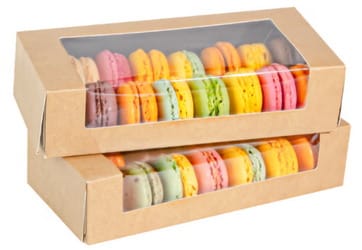 Pudełko tek. na MAKARONIKI 19,5x6x5cm z oknem średnie  op.50szt.  KBLAK190605HV   Packipack czarno-brązowe