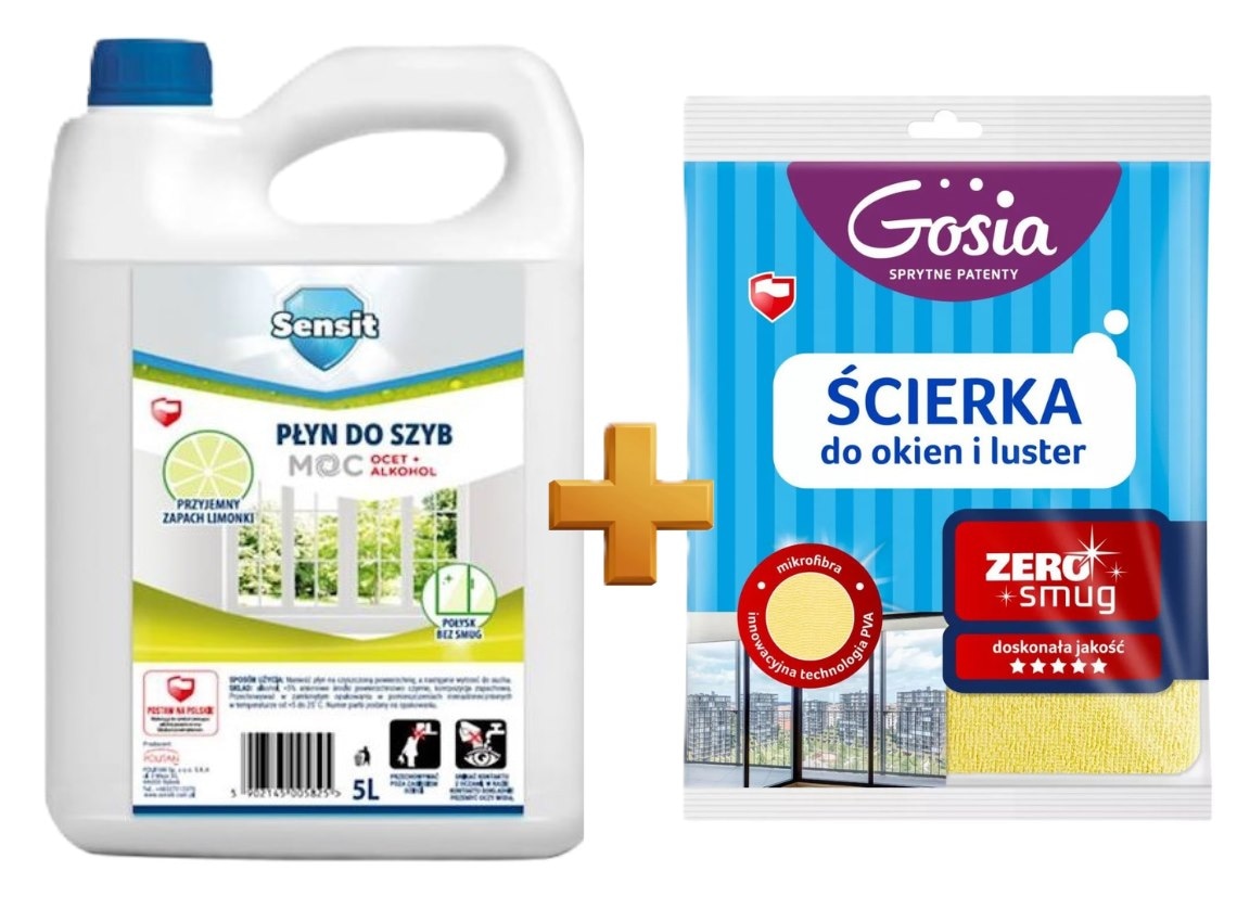 Płyn do szyb 5l Sensit + ścierka do szyb