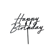 Topper na tort;  Happy Birthday - czarny, 16,5cm