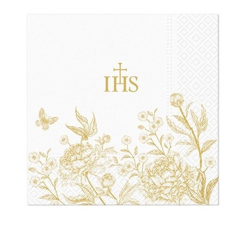 Serwetki - Komunia święta  33x33cm  op.20 szt.   Birds & Peonies Elegance  SDL153300