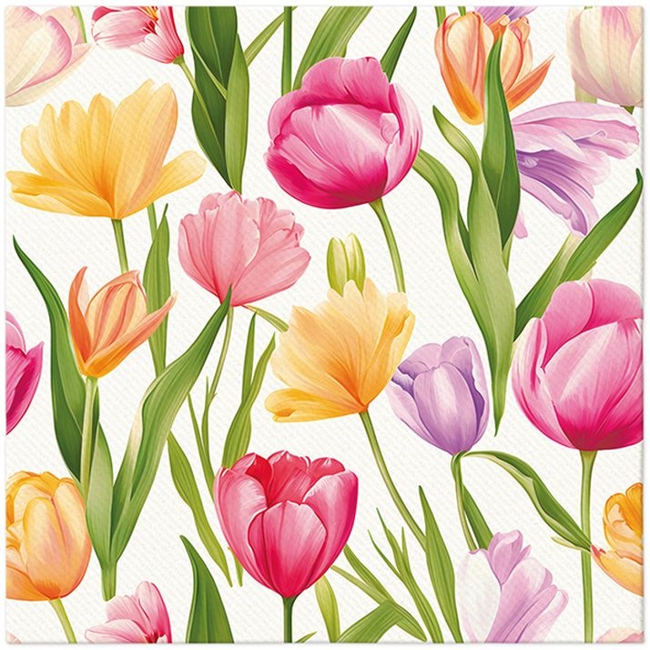 Serwetki 40x40cm flizelinowe skł.  wzór: Tulipany -  Tulip Dream Pattern    op.50 szt. (8)