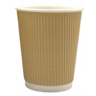 Kubek papier. 2-ściankowy  420ml  op.25 szt. (20) śr.90mm powl. - jasny brąz, karbowany