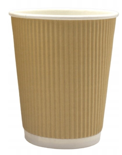 Kubek papier. 2-ściankowy  420ml  op.25 szt. (20) śr.90mm powl. - jasny brąz, karbowany