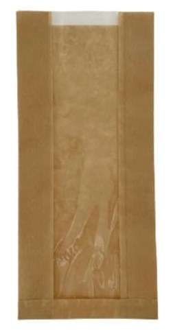 Torby fałdowe szare 16x7,5x35cm  op.1000 szt. z oknem   17531