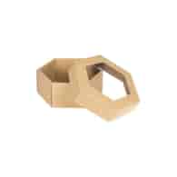 Pudełko 20x20x9cm brązowe z oknem  sześciokąt (kpl dół+góra) karbowane