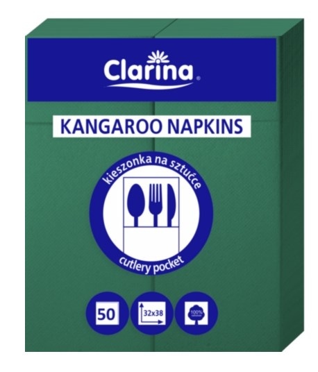 Kieszonki na sztućce - zielone ciemne, PTP-C  op.50 szt. (25); kangurek    52186