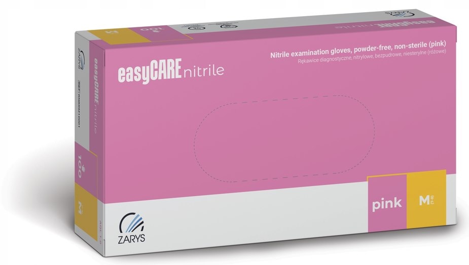 Rękawice Nitrylowe  M   op.100 szt. bezp./ różowe  easyCare