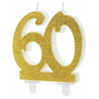 Świeczki cyfry - złota   60  7,5cm