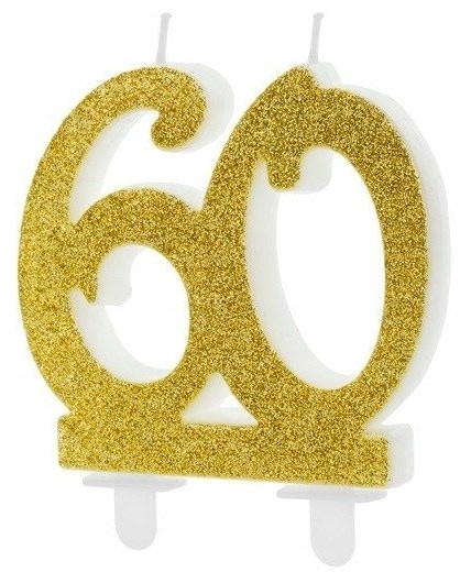 Świeczki cyfry - złota   60  7,5cm