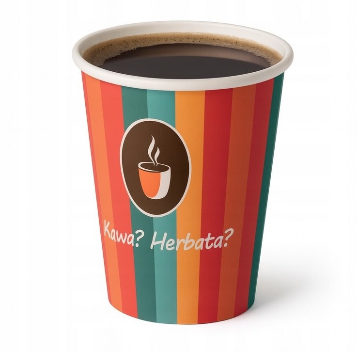 Kubek papier.nadruk  250ml  op.50 szt. (25) śr.80mm  z dyspersją wodną,  Chwila przerwy      Plastic free  0%
