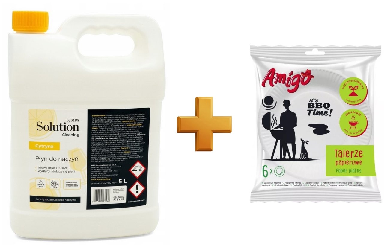 Płyn do naczyń      5L Solution cytrynowy + talerz pap.