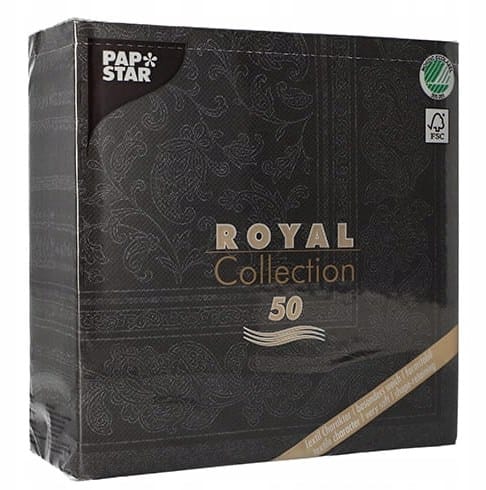 Serwetki 40x40cm skł. ROYAL Collection  op.50 szt. (5) wzór: czarne  Ornaments   19828