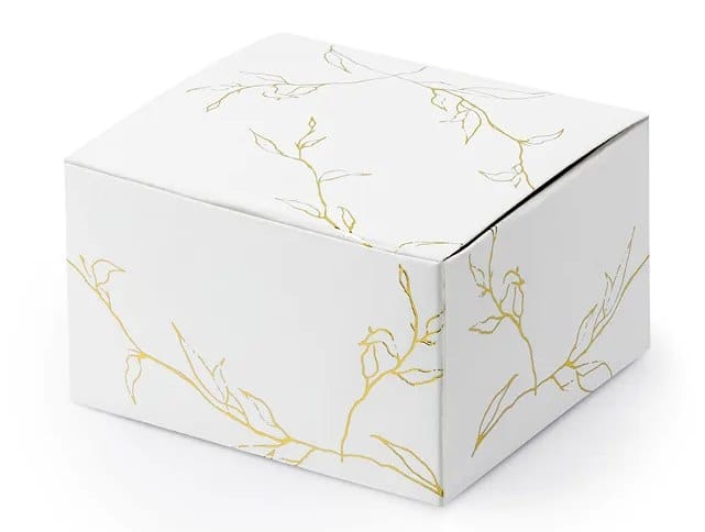 Pudełko na ciasteczka/drobiazgi  Gałązki; białe, 6x3,5x5,5 cm op.10 szt. **