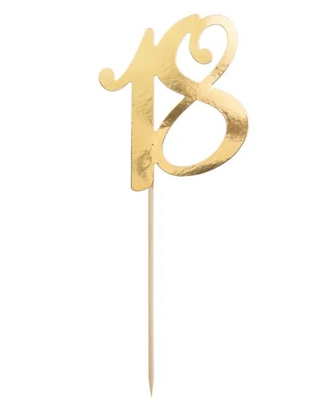 Topper na tort;  18 - złoty, 20,5cm