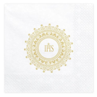 Serwetki - Komunia święta  33x33cm  op.20 szt.  złoty IHS