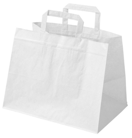 Torba papier.biała 32x22x25cm; u.płaski kart.250 szt. PL