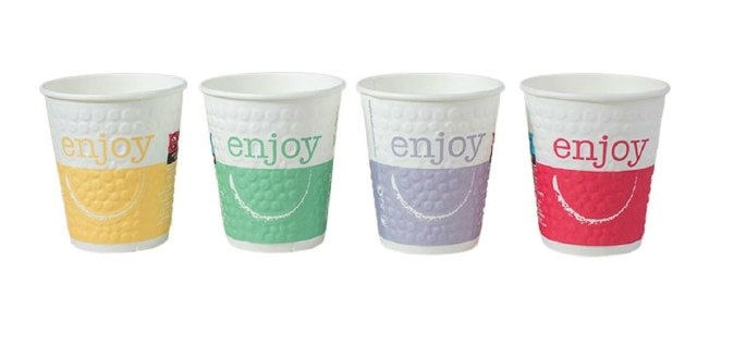 Kubek papier. 2-ściankowy  300ml  op.45 szt. (20) powl. śr.90mm - Enjoy   (z tłoczeniem w kształcie bąbelków)