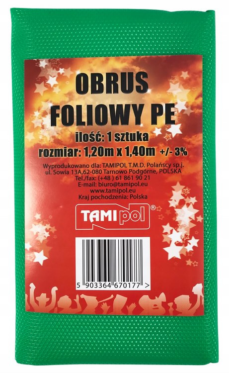 Obrus foliowy molet.PE  120x140, zielony