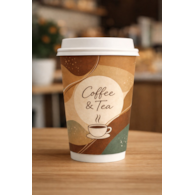 Kubek papier.nadruk  250ml  op.50 szt. (25) śr.80mm  z dyspersją wodną,  Coffe&Tee      Plastic free  0%