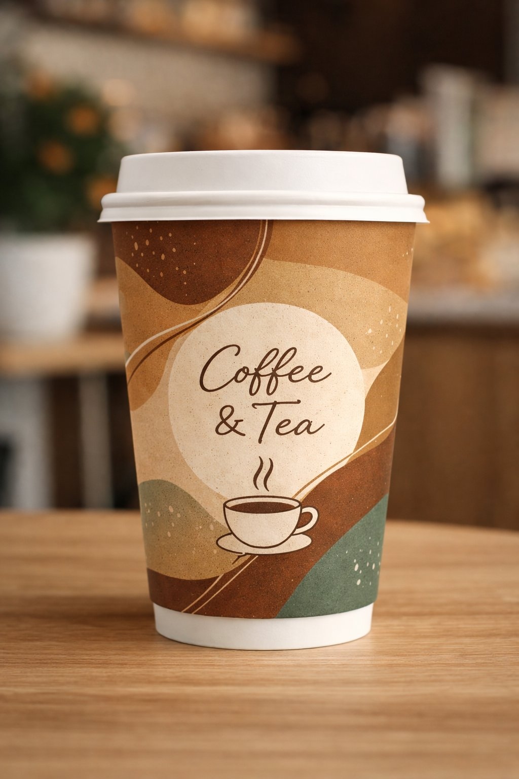 Kubek papier.nadruk  250ml  op.50 szt. (25) śr.80mm  z dyspersją wodną,  Coffe&Tee      Plastic free  0%
