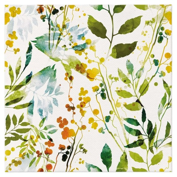 Serwetki 40x40cm flizelinowe skł.  wzór: kwiaty Watercolor Leaves   op.50 szt. (8)