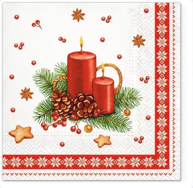 Serwetki - Boże Narodzenie  33x33cm  op.20 szt.  Candle with Frame