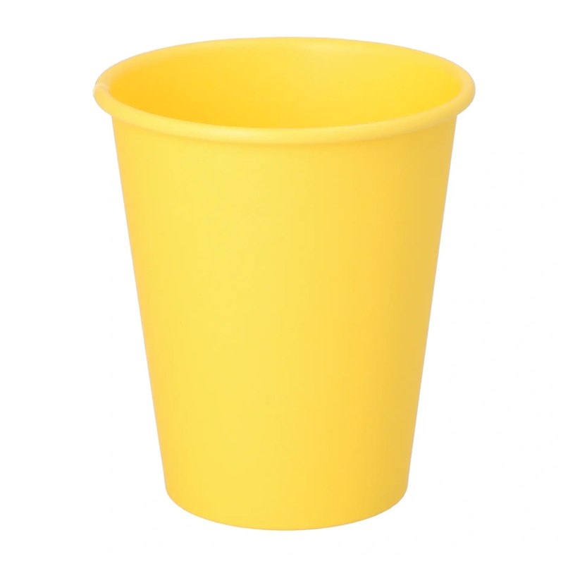 Kubek papier.nadruk ŻÓŁTY 200ml  op.50 szt. (20) śr.80mm powl.
