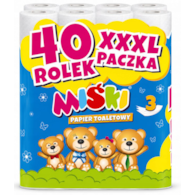Papier toalet. biały MIŚKI  op.40 rolek  3-warst.  w folii  worek