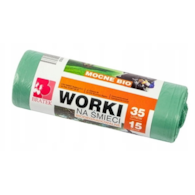 Worki na śmieci LD    35l  op.15 szt. zielone, biodegradowalne