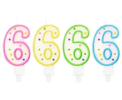 Świeczki cyfry - z kropeczkami  6 
