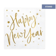 Serwetki - Noworoczne  33x33cm  op.20 szt.  białe, Happy New Year