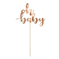 Topper na tort;  Oh baby - różowe złoto, 25cm **