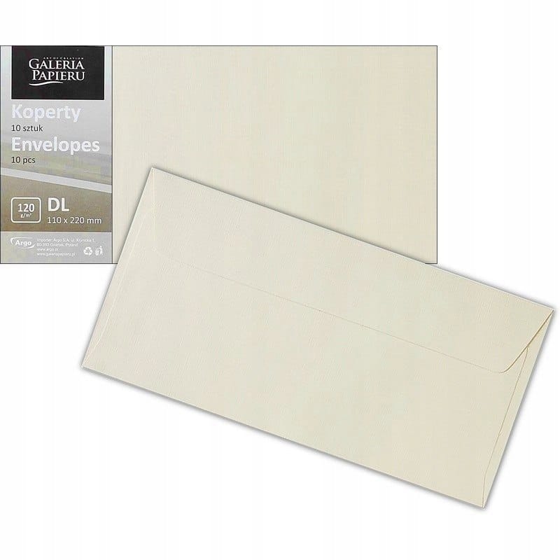 Koperta ozdobna DL  Holland kremowe, 120g   op.10 szt. **
