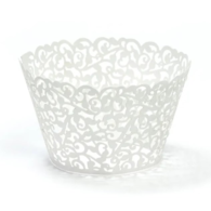 Papilotki na muffinki  Ażurowe, białe 5,5x8,5cm  op.10 szt.
