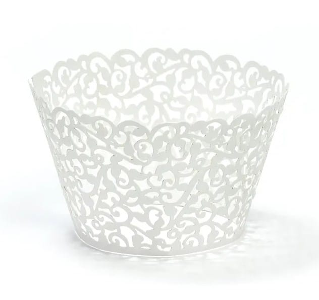 Papilotki na muffinki  Ażurowe, białe 5,5x8,5cm  op.10 szt.