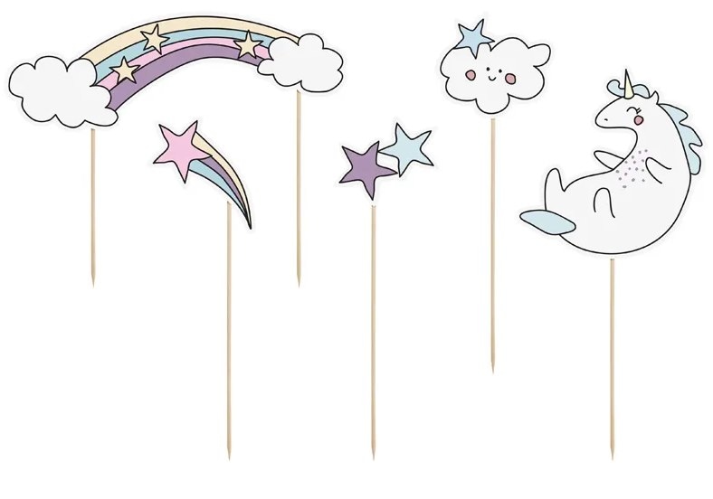 Topper na tort;  Jednorożec - 13-23,5cm  op.5 szt.