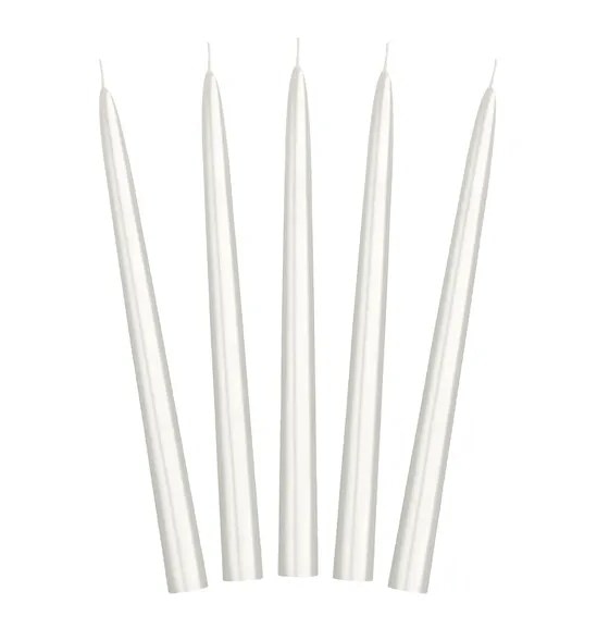 Świeca stożkowa, metalizowana;  perłowa  op.10 szt.