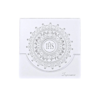 Zaproszenie - Komunia święta, z ornamentem, srebrne  op.10 szt.