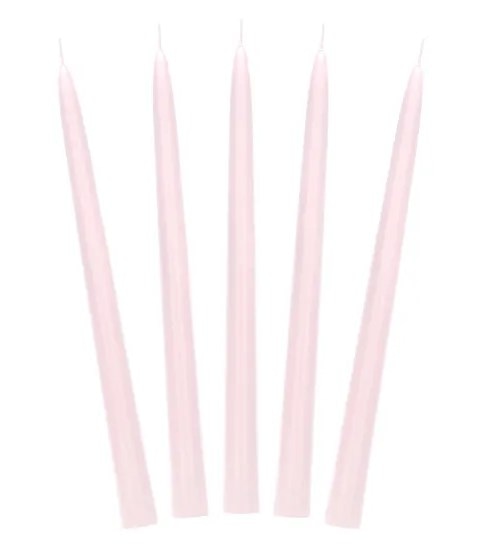 Świeca stożkowa, matowa;  jasno różowa  op.10 szt.