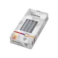 Świeca stożkowa, srebrna  op.12 szt. **