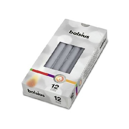 Świeca stożkowa, srebrna  op.12 szt. **