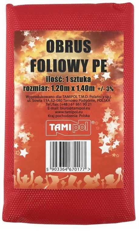 Obrus foliowy molet.PE  120x140, czerwony