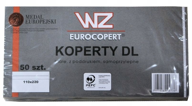 Koperta biała  DL SK    op.50 szt. (110x220)
