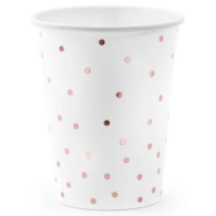 Kubek papier. 260ml  op.6 szt. powl. - Kropki, biały