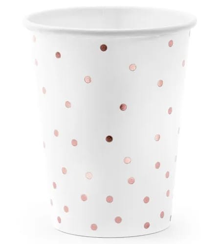 Kubek papier. 260ml  op.6 szt. powl. - Kropki, biały