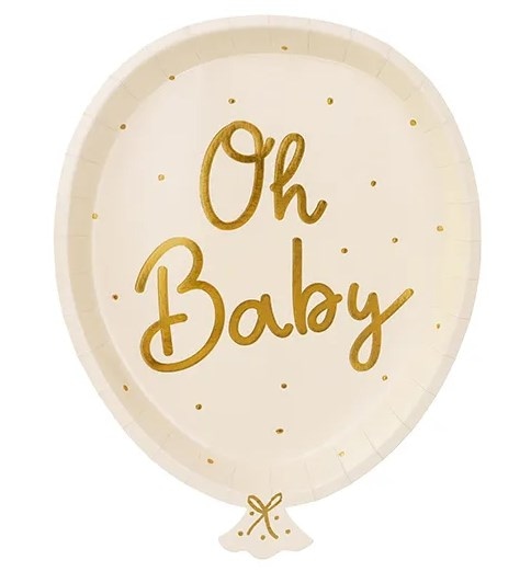 Talerz papier.17,5x22cm  op.6 szt. Oh baby