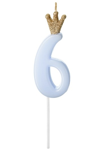 Świeczka cyferka - błękitna  6 
