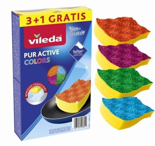 Zmywak kuchenny gąbka Vileda Pur Active Colors  op.4 szt. (16)